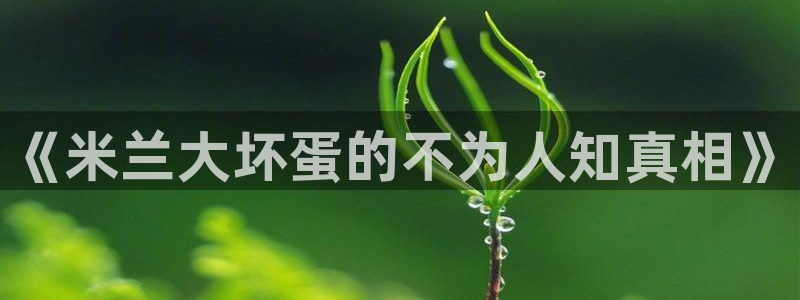 足球比赛直播在线观看柠檬直播：《米兰大坏蛋的不为人知真相》